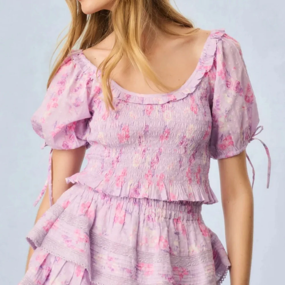 LOVESHACKFANCY Molly Heirloom Print Top size small in hibiscus